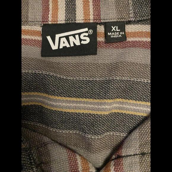 Vans Long Sleeve Striped Gray Button Up Shirt SZ XL MENS Preppy Skateboarding - Picture 6 of 7
